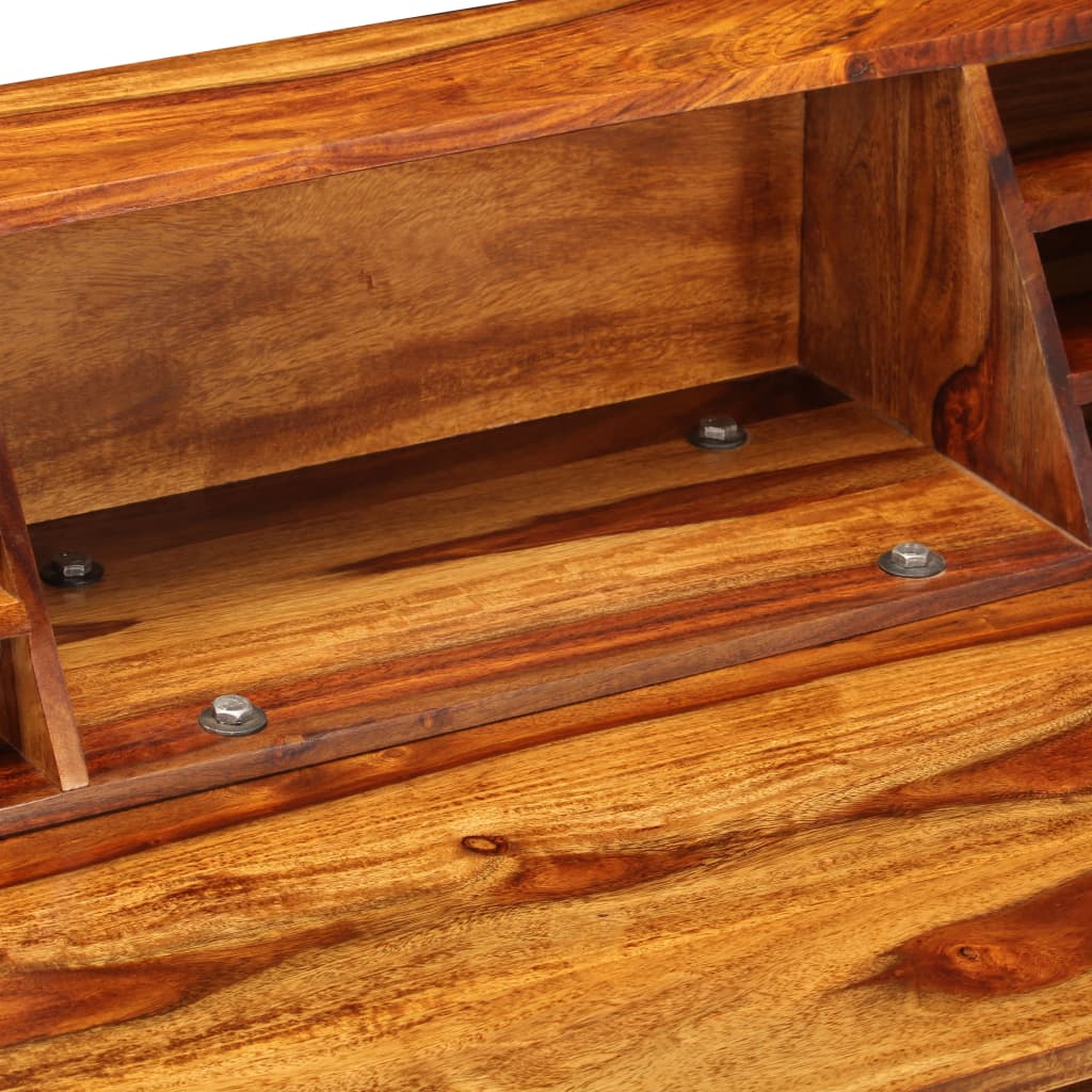 Schreibtisch 110 x 50 x 94 cm Massivholz Akazie und Stahl
