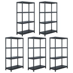 Lagerregale 5 Stk. Schwarz 60 x 30 x 138 cm Kunststoff