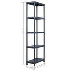 Lagerregale 5 Stk. Schwarz 125 kg 60 x 30 x 180 cm Kunststoff