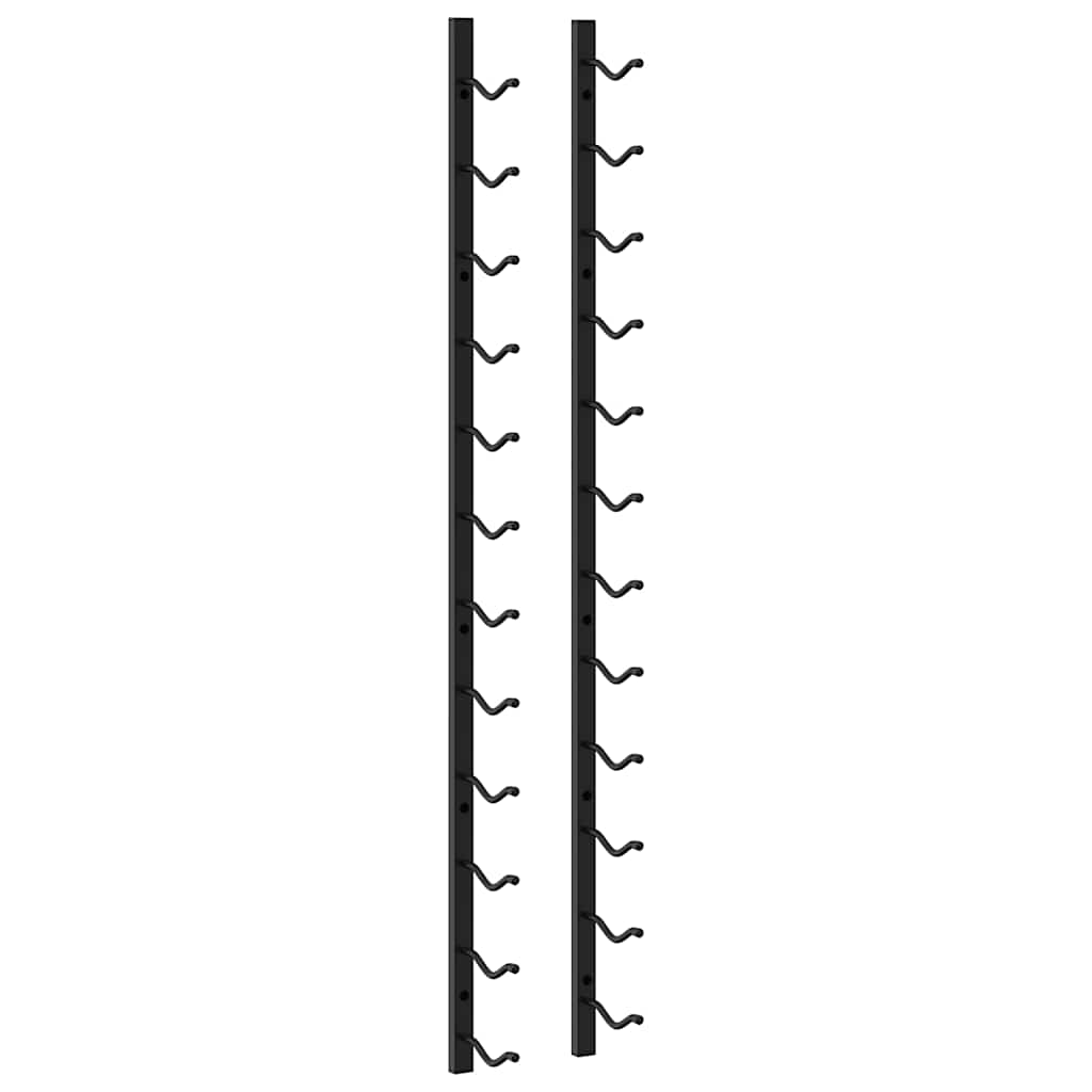 Wand-Weinregale für 12 Flaschen 2 Stk. Schwarz Eisen