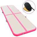 Aufblasbare Gymnastikmatte mit Pumpe 400x100x10 cm PVC Rosa