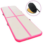 Aufblasbare Gymnastikmatte mit Pumpe 400x100x10 cm PVC Rosa