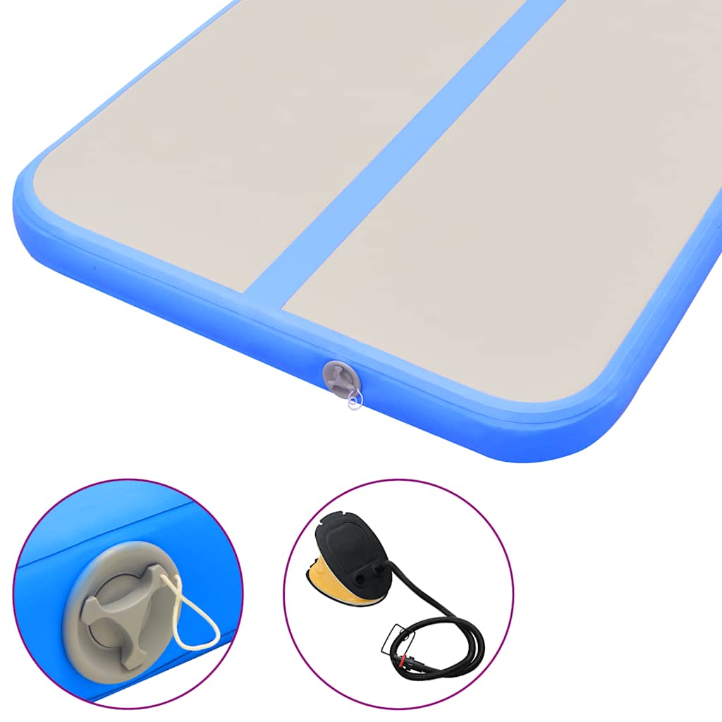 Aufblasbare Gymnastikmatte mit Pumpe 500x100x10 cm PVC Blau