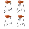 Barhocker 4 Stk. Braun Echtleder