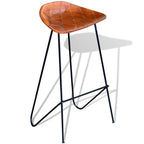 Barhocker 4 Stk. Braun Echtleder