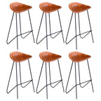 Barhocker 6 Stk. Braun Echtleder
