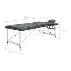 Massageliege 2-Zonen Aluminiumgestell Anthrazit 186x68 cm