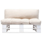 Outdoor-Sofa Paletten mit Kissen in Sandfarben Kiefernholz
