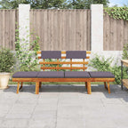 2-in-1 Gartenliege mit Auflage 190 cm Massivholz Akazie