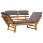 2-in-1 Gartenliege mit Auflage 190 cm Massivholz Akazie