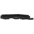 12-tlg. Garten-Lounge-Set mit Auflagen Poly Rattan Schwarz