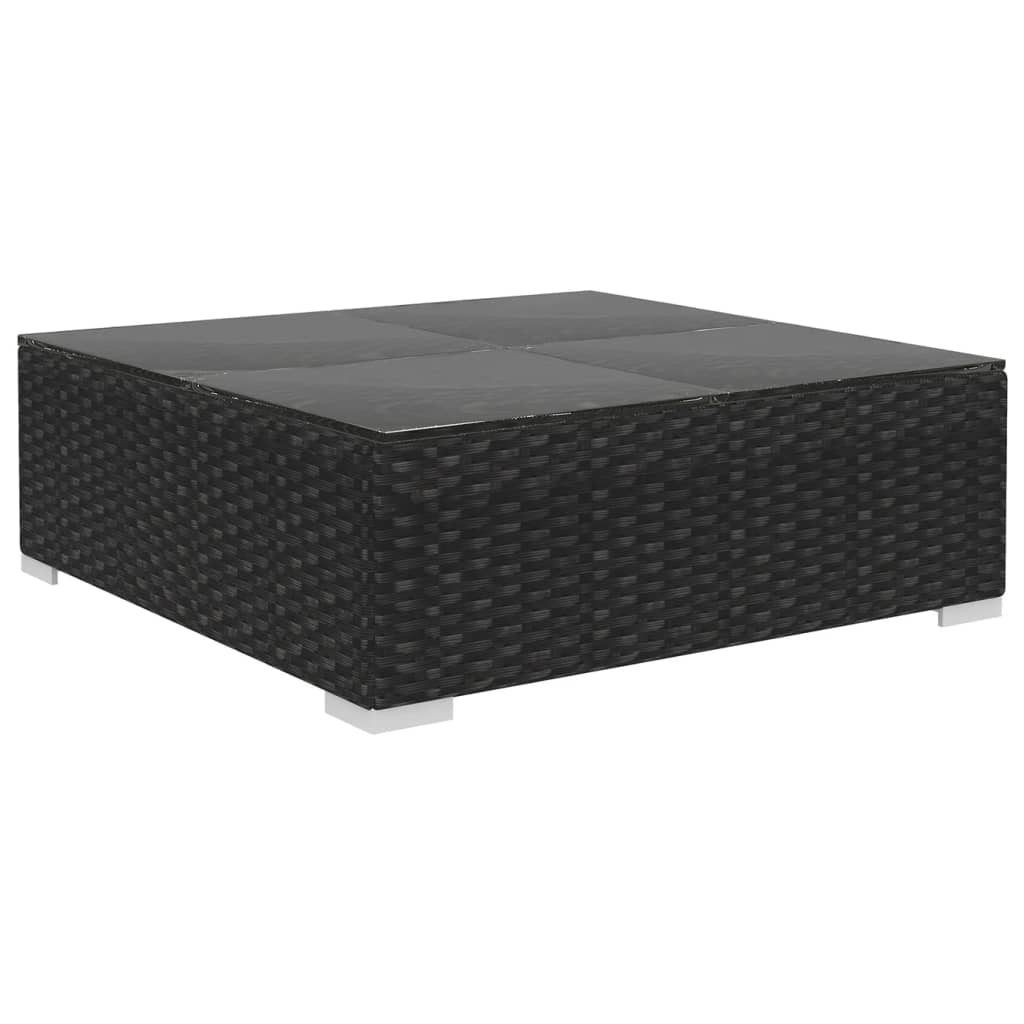 12-tlg. Garten-Lounge-Set mit Auflagen Poly Rattan Schwarz