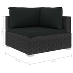 12-tlg. Garten-Lounge-Set mit Auflagen Poly Rattan Schwarz