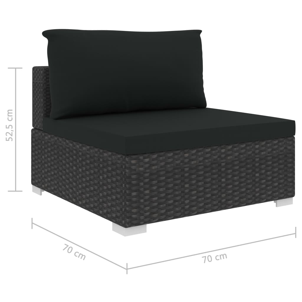 12-tlg. Garten-Lounge-Set mit Auflagen Poly Rattan Schwarz