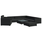 8-tlg. Garten-Lounge-Set mit Auflagen Poly Rattan Schwarz