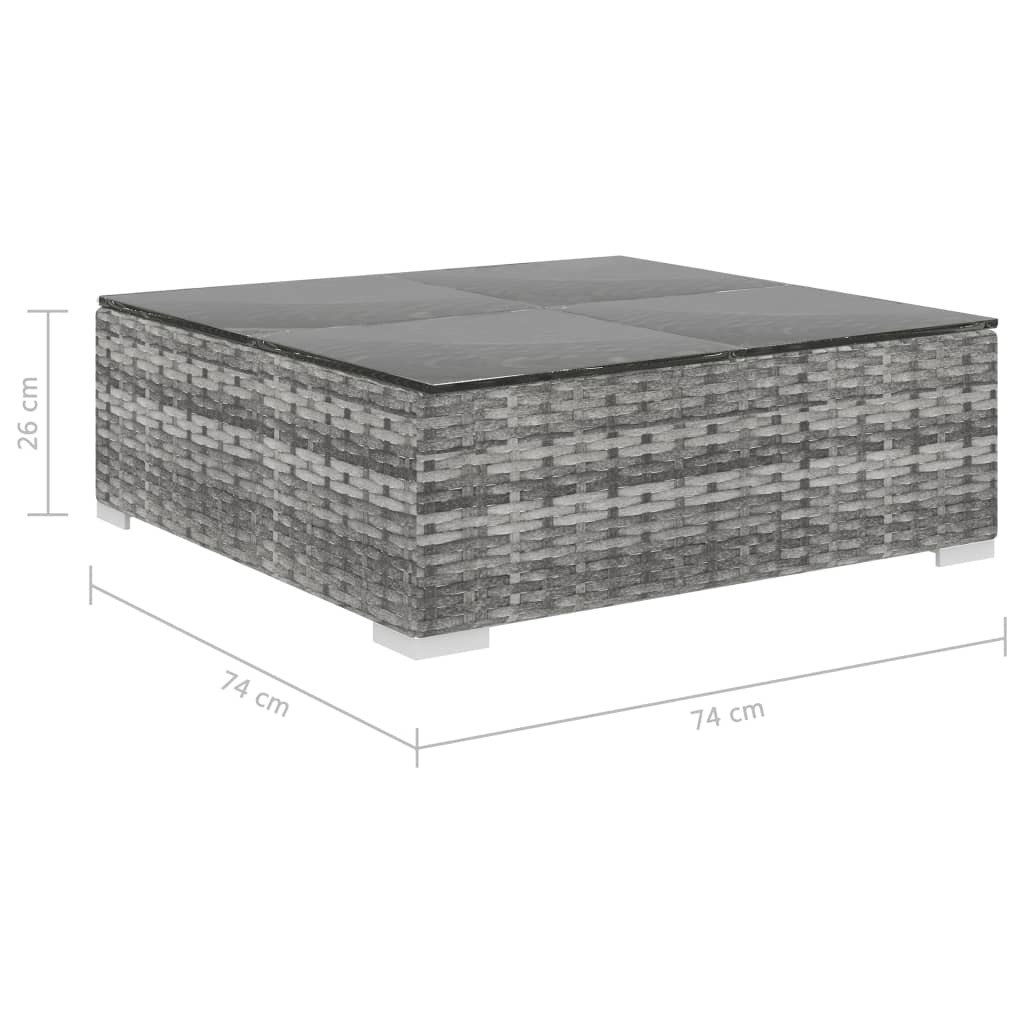 4-tlg. Garten-Lounge-Set mit Auflagen Poly Rattan Grau