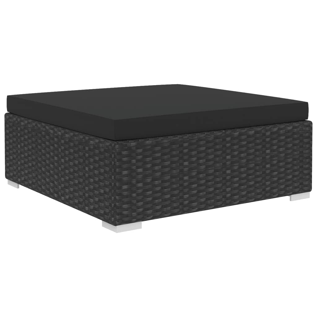 4-tlg. Garten-Lounge-Set mit Auflagen Poly Rattan Schwarz