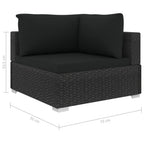 4-tlg. Garten-Lounge-Set mit Auflagen Poly Rattan Schwarz