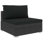 5-tlg. Garten-Lounge-Set mit Auflagen Poly Rattan Schwarz