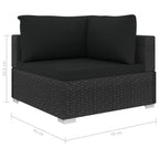 5-tlg. Garten-Lounge-Set mit Auflagen Poly Rattan Schwarz