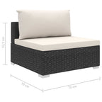 9-tlg. Garten-Lounge-Set mit Auflagen Poly Rattan Schwarz
