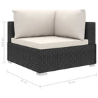 11-tlg. Garten-Lounge-Set mit Auflagen Poly Rattan