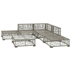 6-tlg. Garten-Lounge-Set mit Auflagen Poly Rattan Grau