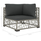 6-tlg. Garten-Lounge-Set mit Kissen Poly Rattan Grau