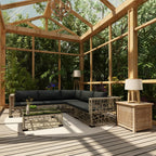 6-tlg. Garten-Lounge-Set mit Auflagen Poly Rattan Grau