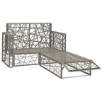 2-tlg. Garten-Lounge-Set mit Auflagen Poly Rattan Grau