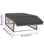2-tlg. Garten-Lounge-Set mit Auflagen Poly Rattan Grau