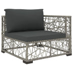 5-tlg. Garten-Lounge-Set mit Kissen Poly Rattan Grau