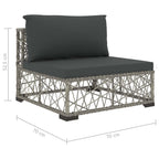 5-tlg. Garten-Lounge-Set mit Kissen Poly Rattan Grau