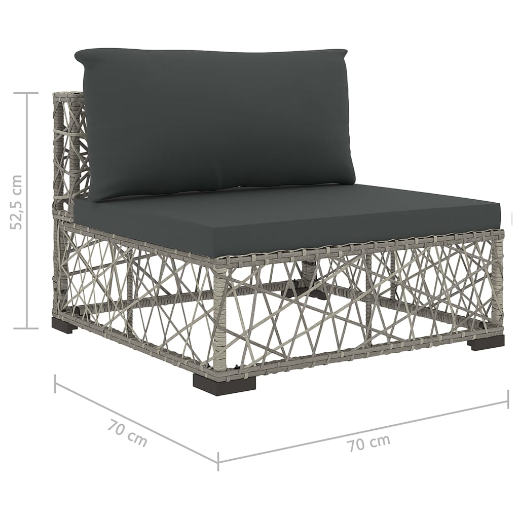 5-tlg. Garten-Lounge-Set mit Kissen Poly Rattan Grau