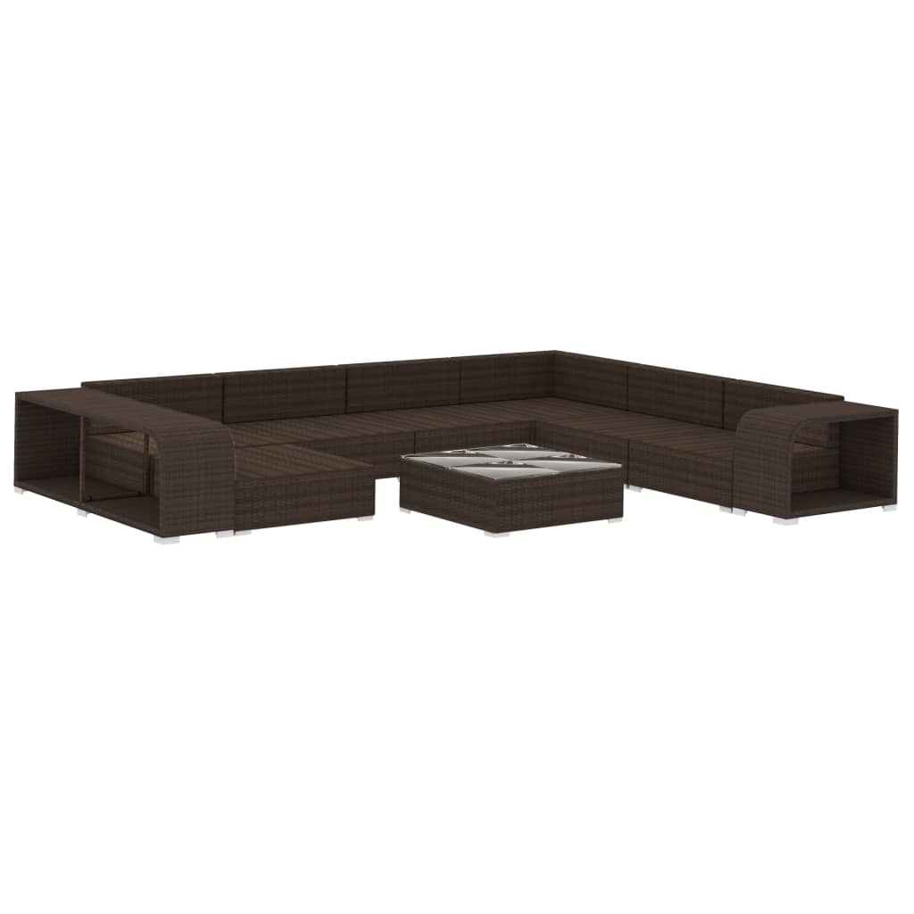 10-tlg. Garten-Lounge-Set mit Auflagen Poly Rattan