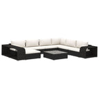 10-tlg. Garten-Lounge-Set mit Auflagen Poly Rattan