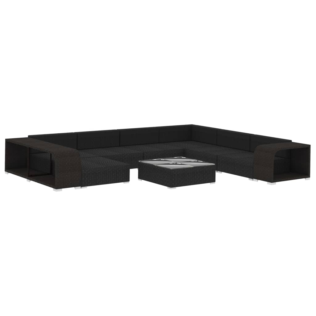 10-tlg. Garten-Lounge-Set mit Auflagen Poly Rattan