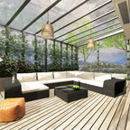 10-tlg. Garten-Lounge-Set mit Auflagen Poly Rattan