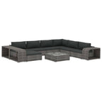 10-tlg. Garten-Lounge-Set mit Auflagen Poly Rattan