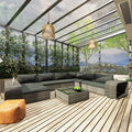 10-tlg. Garten-Lounge-Set mit Auflagen Poly Rattan