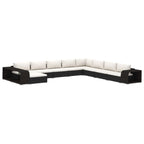 11-tlg. Garten-Lounge-Set mit Auflagen Poly Rattan Schwarz