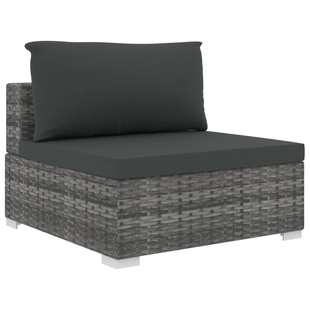 11-tlg. Garten-Lounge-Set mit Auflagen Poly Rattan Grau