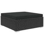 11-tlg. Garten-Lounge-Set mit Auflagen Poly Rattan Schwarz
