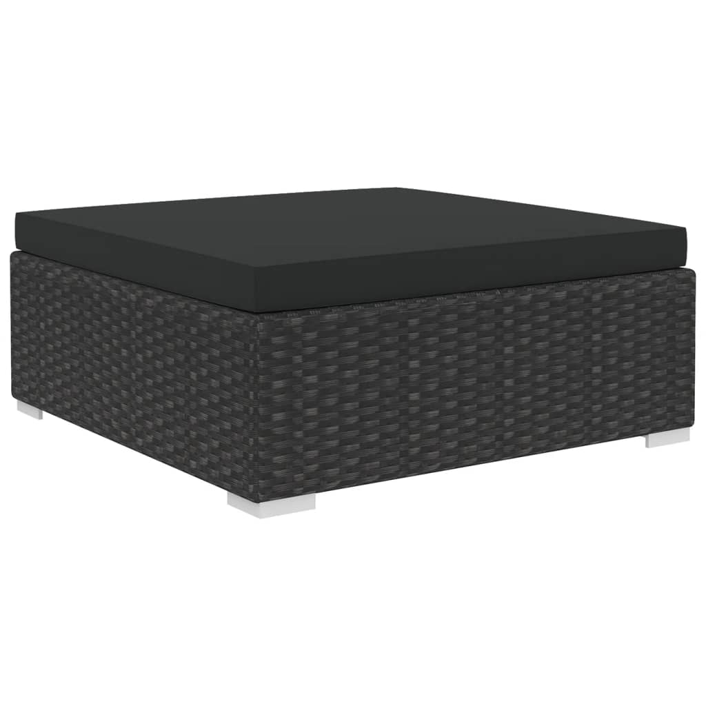 11-tlg. Garten-Lounge-Set mit Auflagen Poly Rattan Schwarz