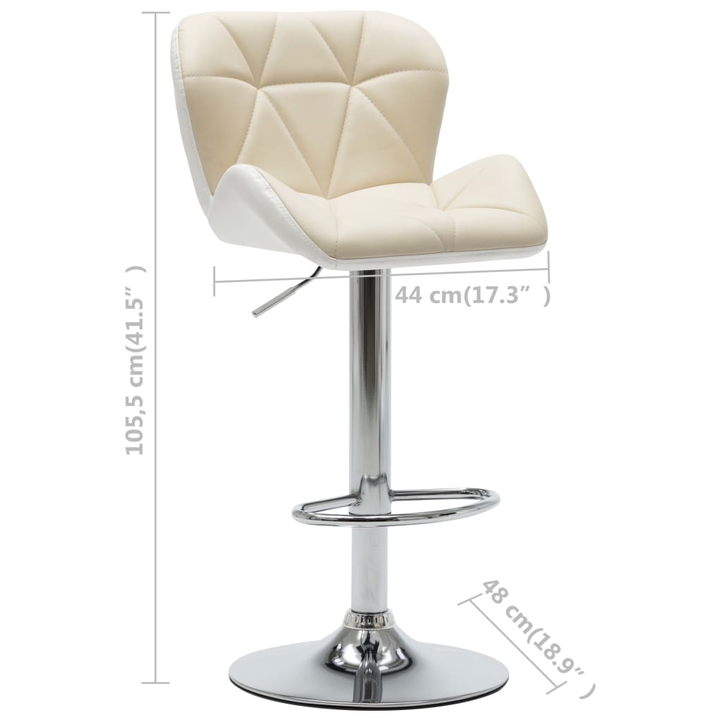 Barhocker 2 Stk. Creme Kunstleder