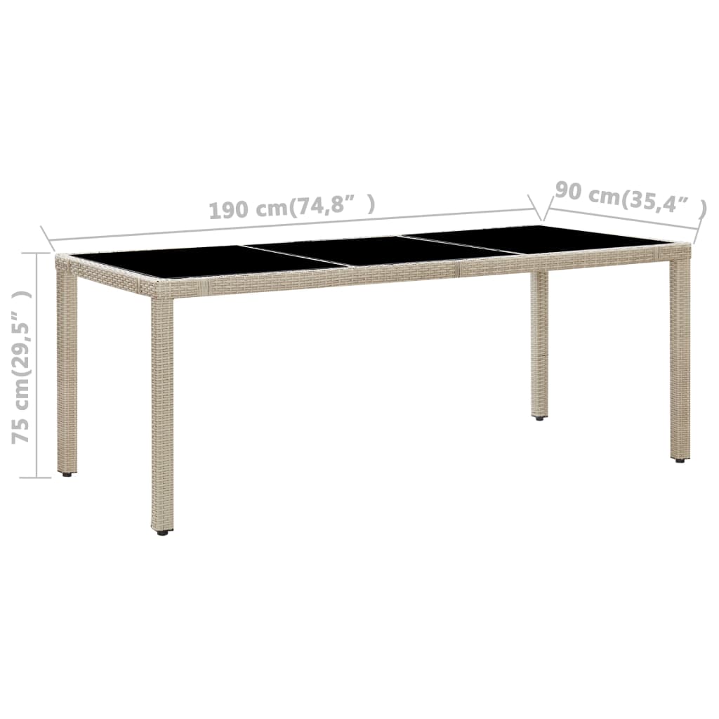 9-tlg. Garten-Essgruppe mit Auflagen Poly Rattan Beige