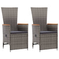 Garten-Liegestühle 2 Stk. mit Auflagen Poly Rattan Grau