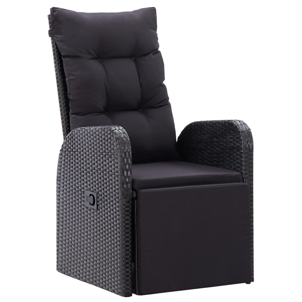 3-tlg. Bistro-Set mit Auflagen Poly Rattan Schwarz
