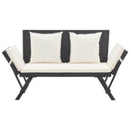 Gartenbank mit Auflagen 176 cm Schwarz Poly Rattan