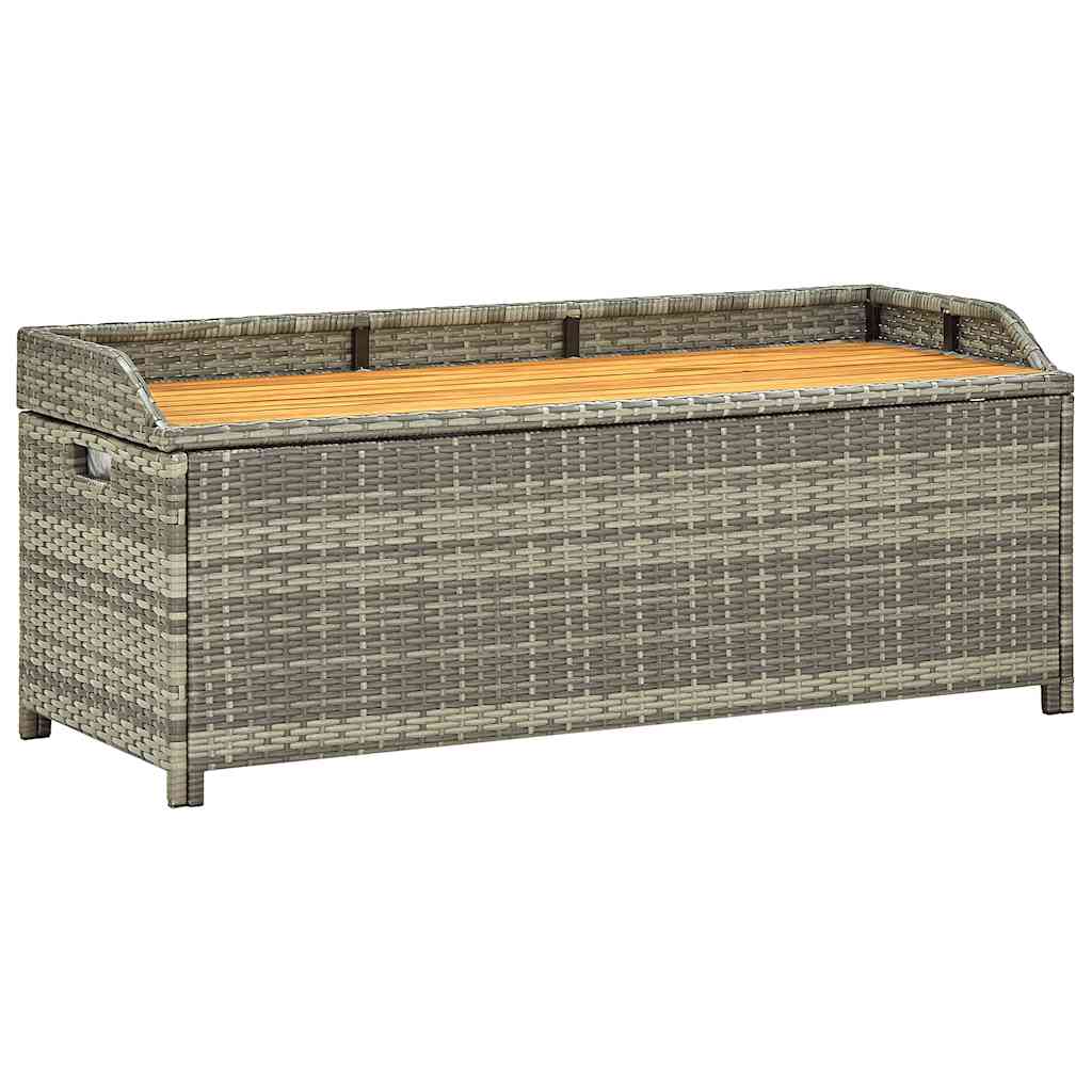 Gartenbank mit Stauraum 120 cm Poly Rattan Grau